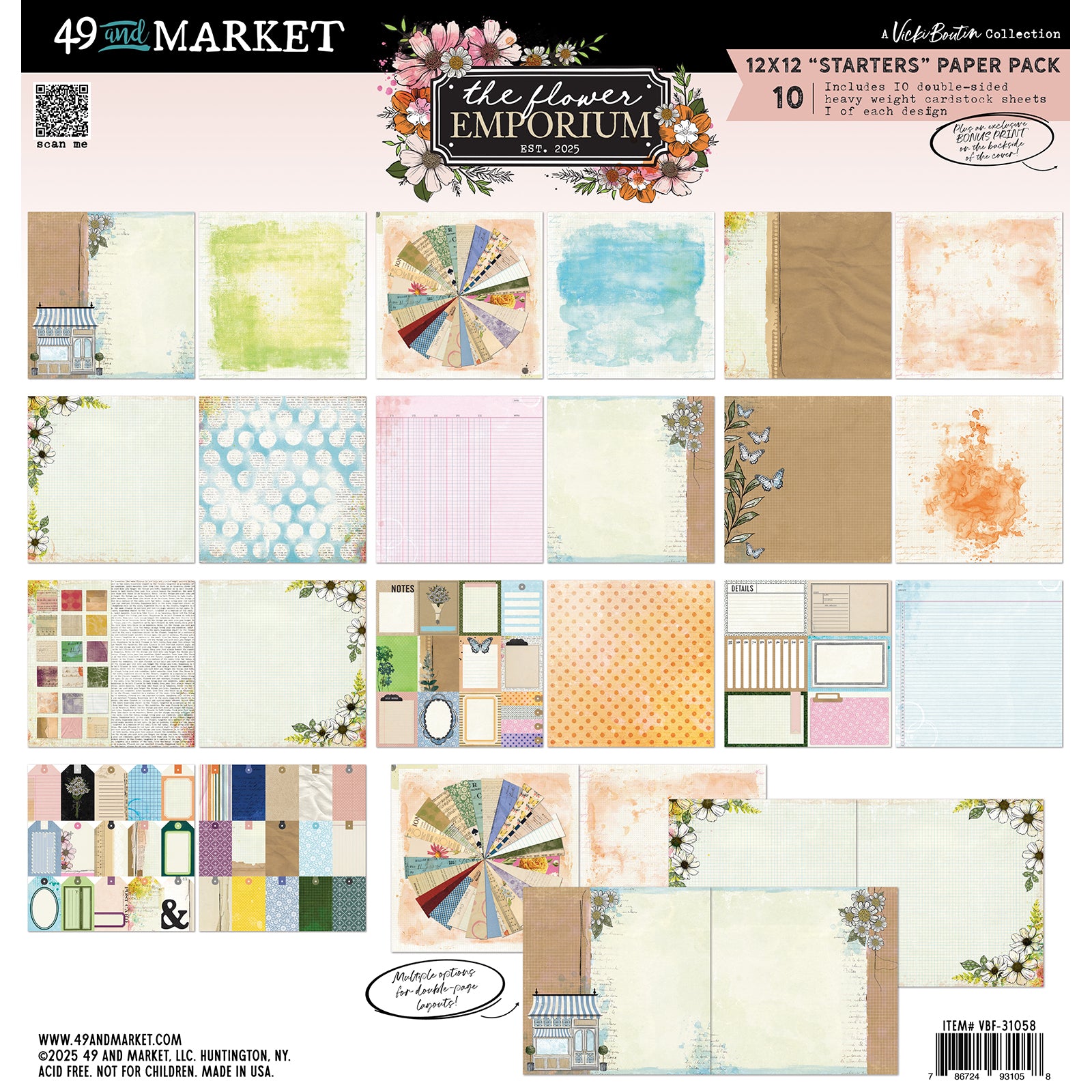 49 & Market The Flower Emporium by Vicki Boutin 12x12 Starters Collection Pack